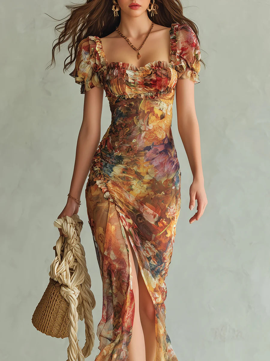 Bohemian Maxi Dress in chiffon, Affordable Luxury