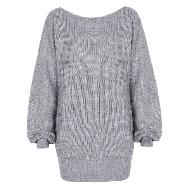Lantern Sleeve Oversized Fashion Knitted Dress