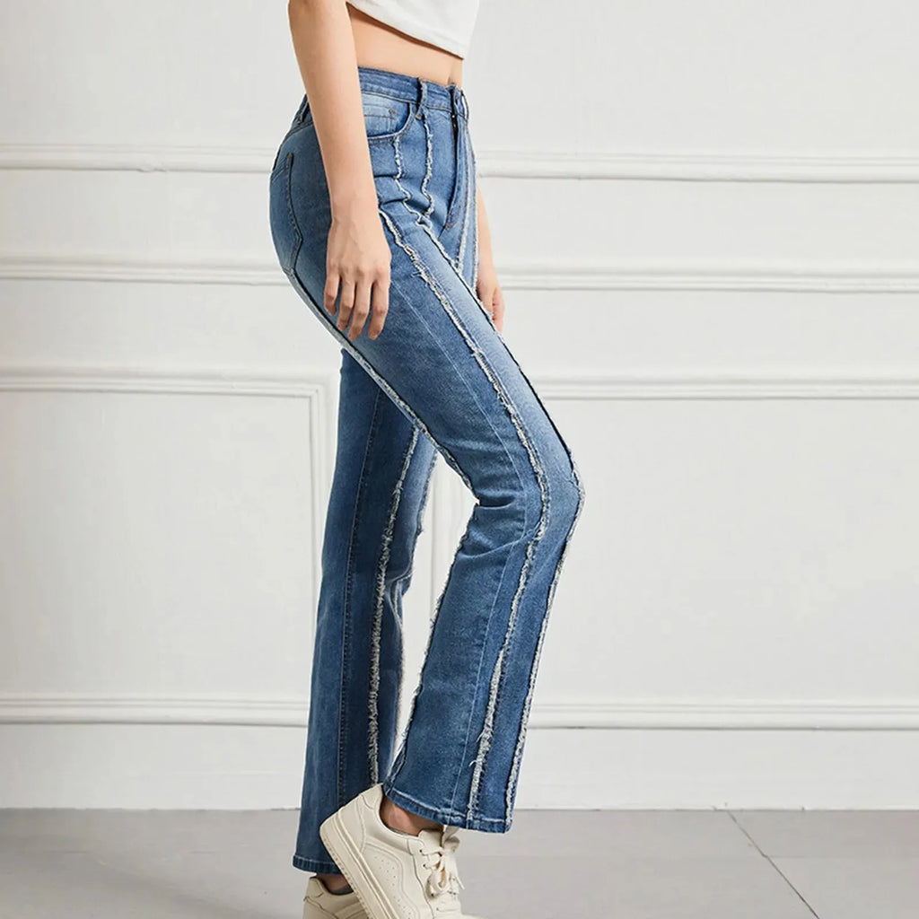 Vintage High Elastic Cargo Pantalones Jeans
