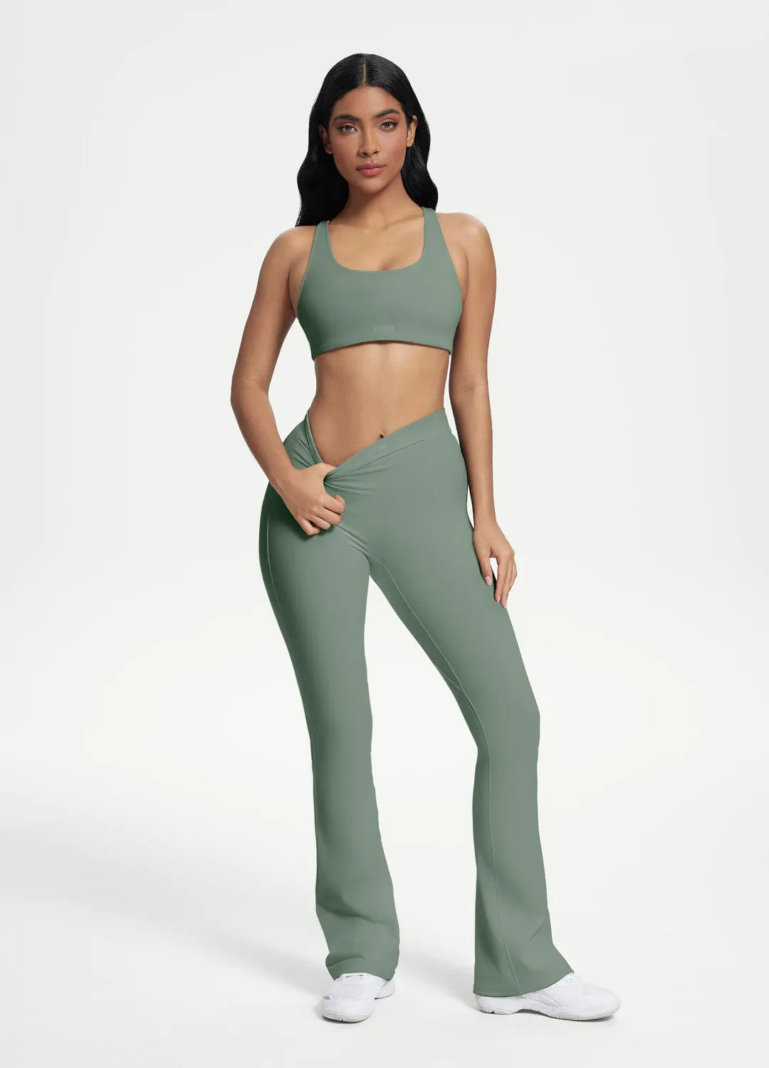 Scrunch-Back Flared Leggings with Sculpted Silhouette
