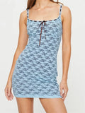 Sexy Sleeveless Strap Tie up Lace Floral Mini Dress