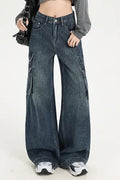 High Waist Straight Cargo Jeans
