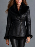 Midnight Nomad Fur-Trim Moto Jacket
