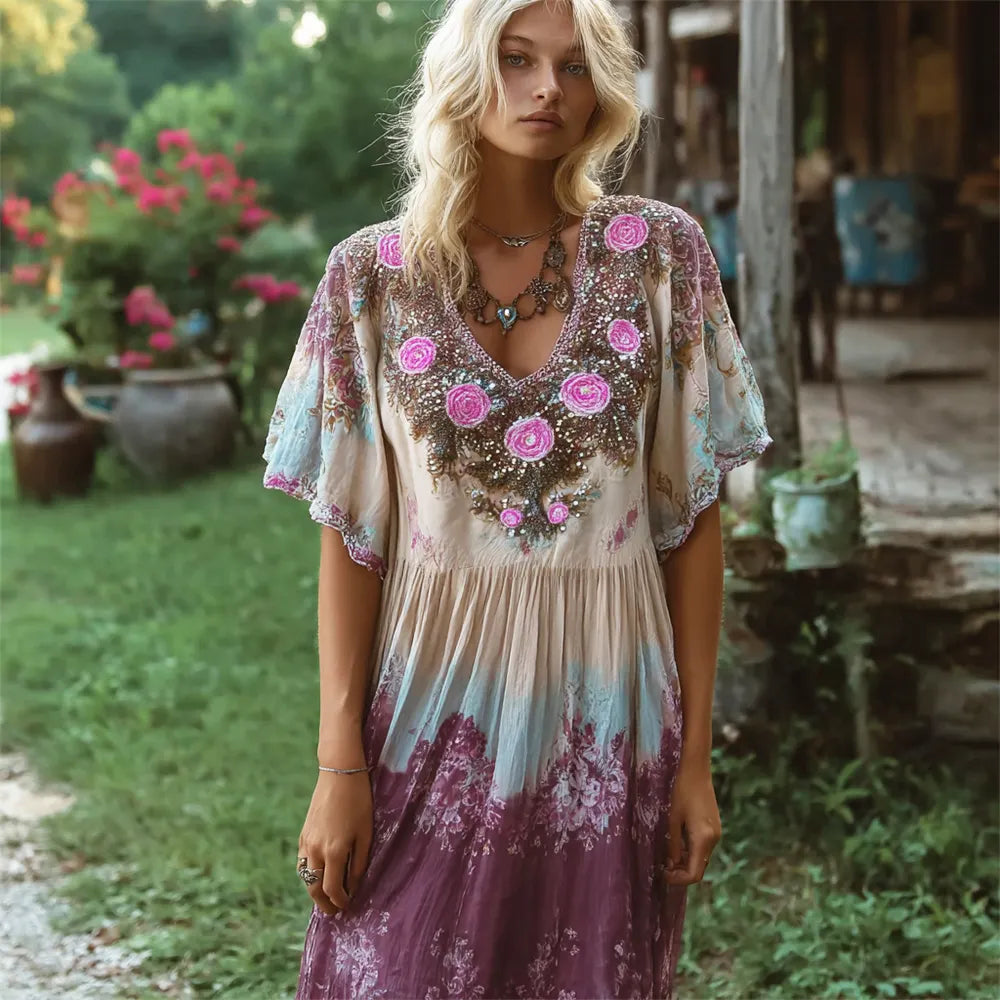 Boho Maxi Dress in linen, Smart Price