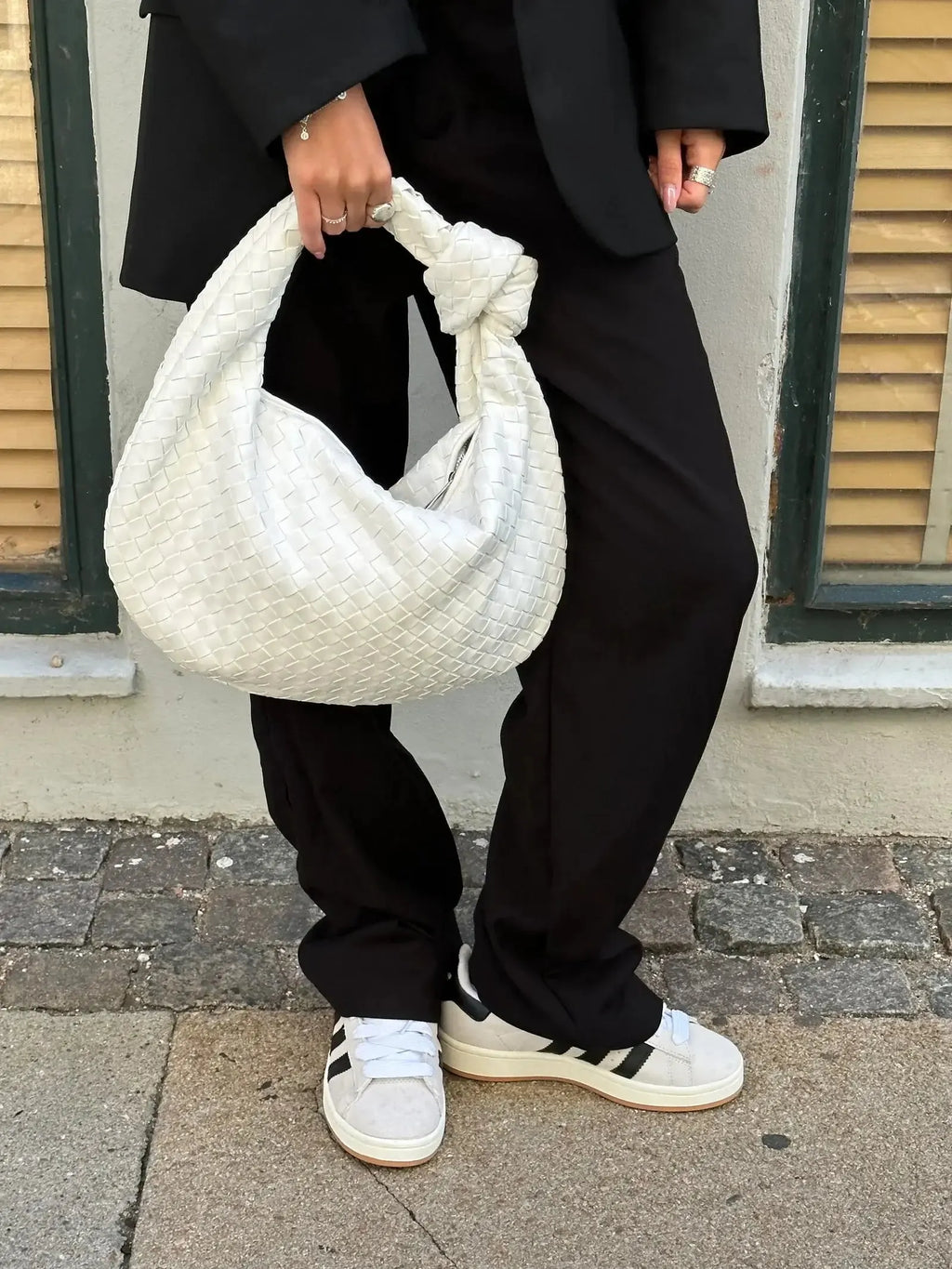 Medium Woven Faux Suede Bag