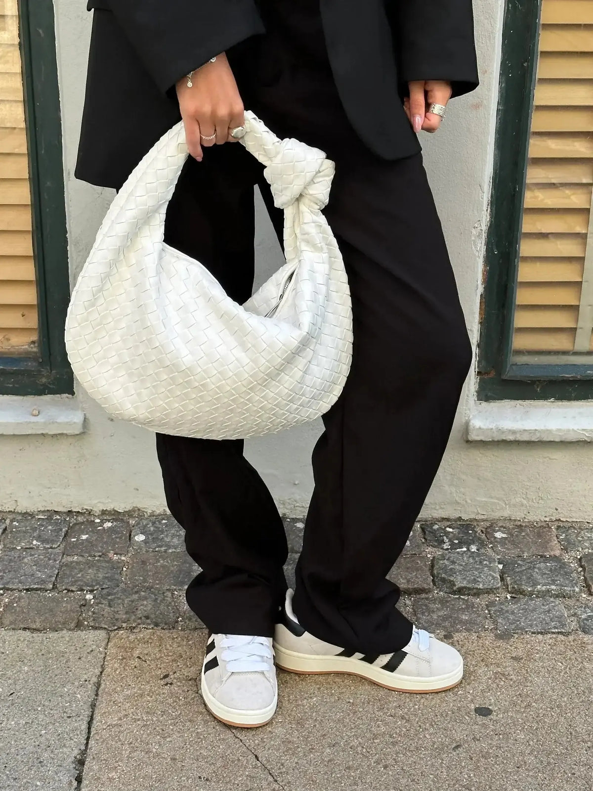 Medium Woven Faux Suede Bag