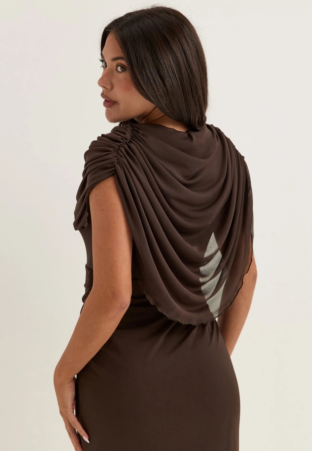 Cape Mesh Ankle Dress