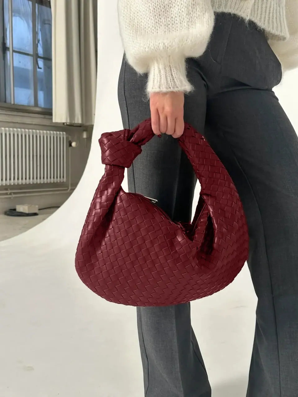 Medium Woven Faux Suede Bag
