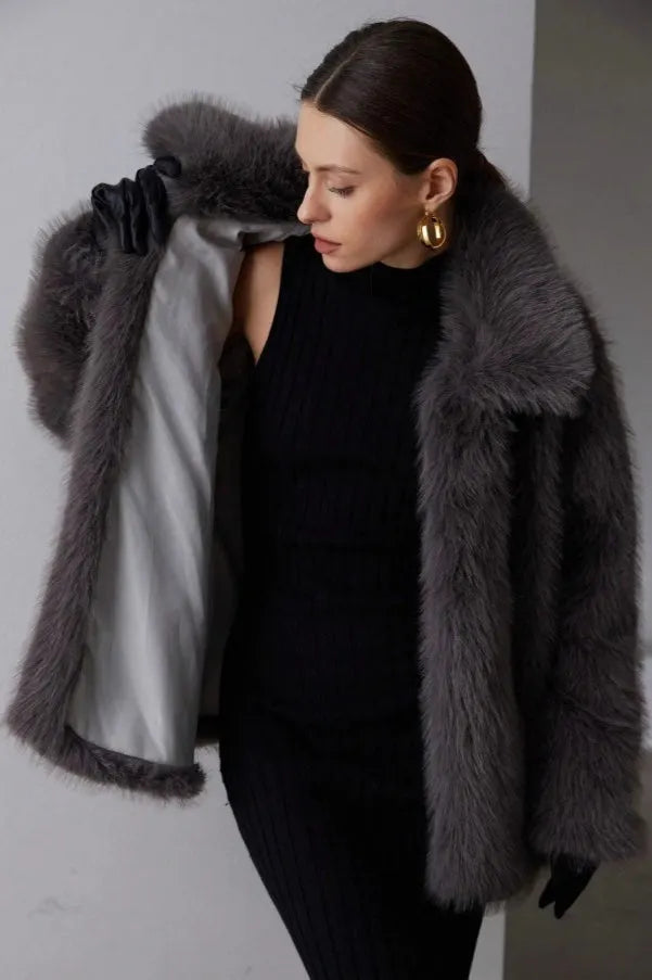 Solid Faux Fur Winter Coat