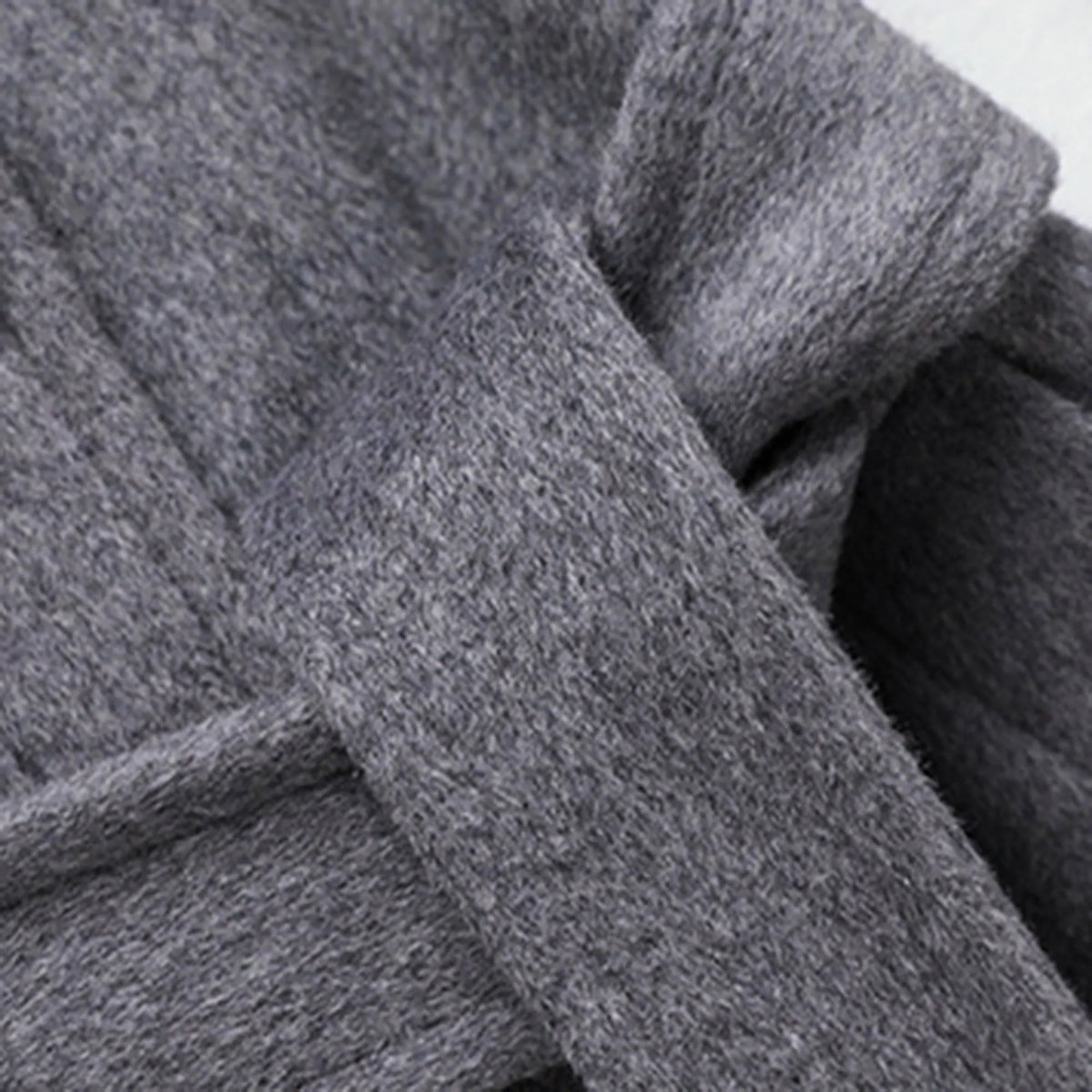 Gray Wool Maxi Coat - Double Breasted with Tie Belt 319501