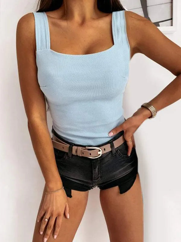 Sexy Skinny Solid Sleeveless Knit Tank