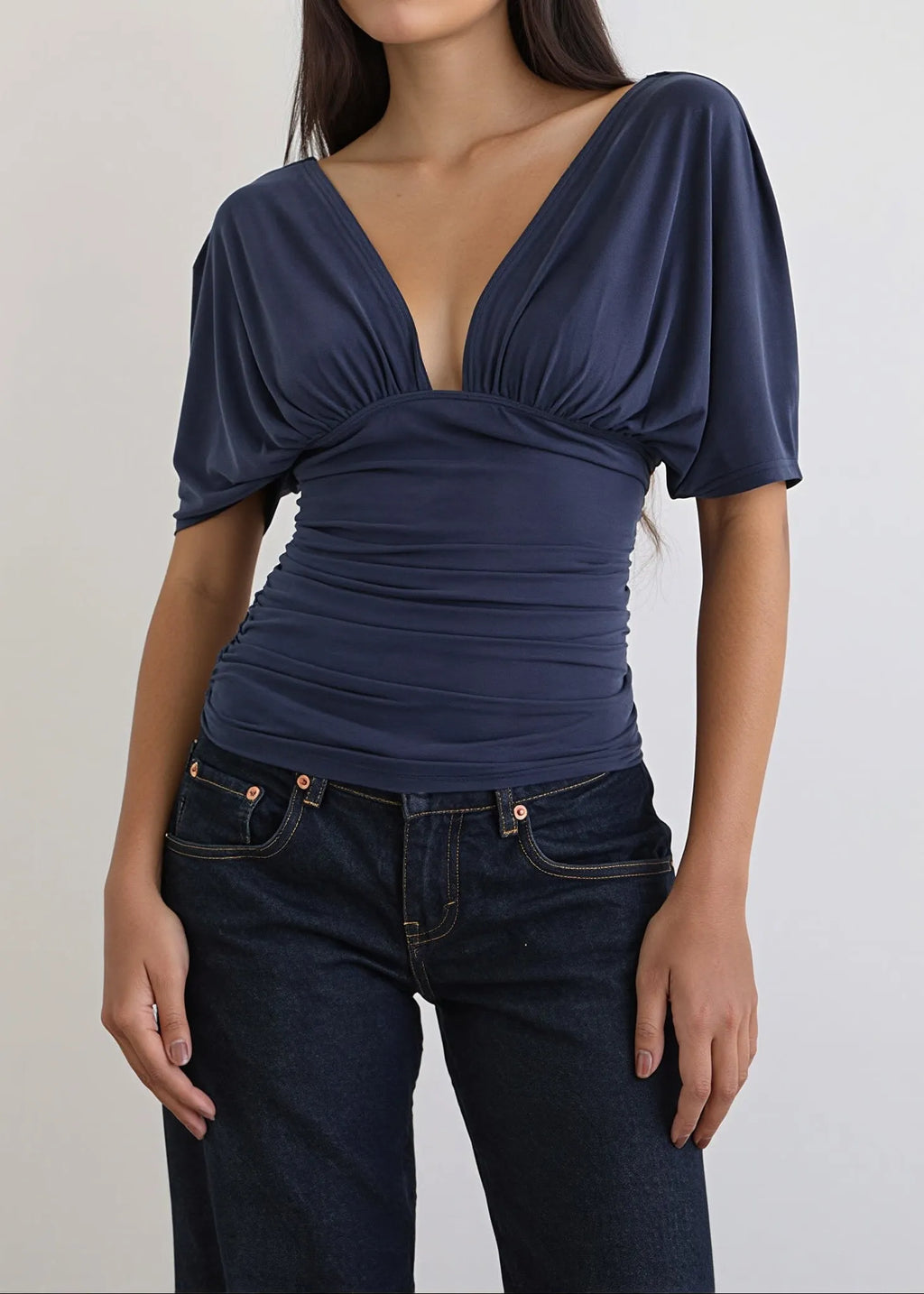 V-Neck Batwing Sleeve T-shirt