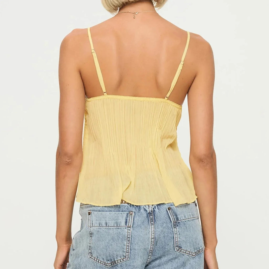 Pleated Bow Babydoll Crop Top