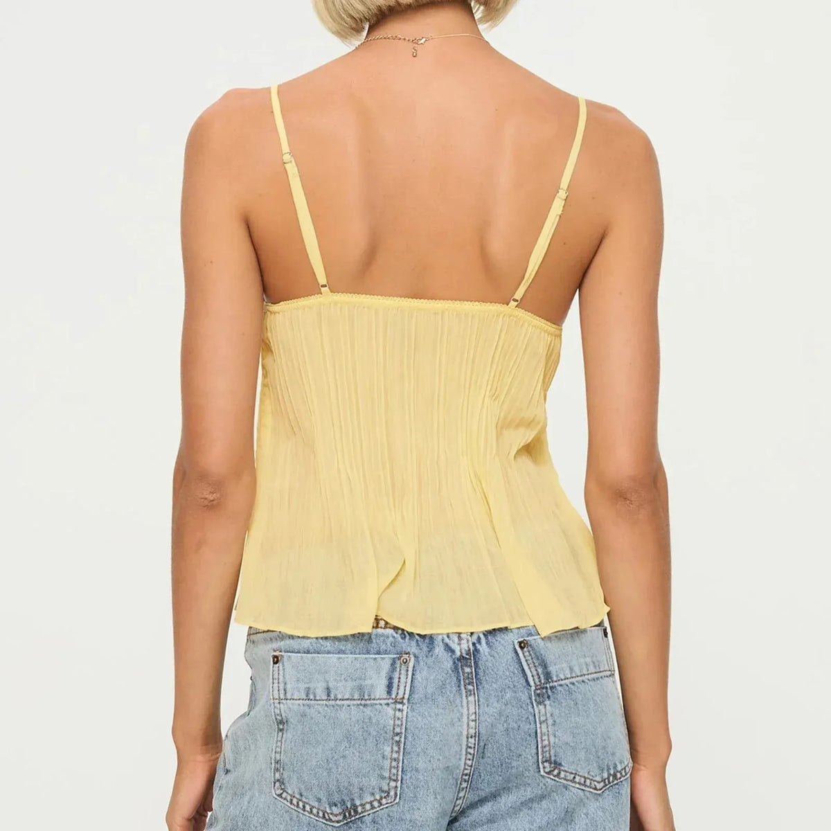 Pleated Bow Babydoll Crop Top