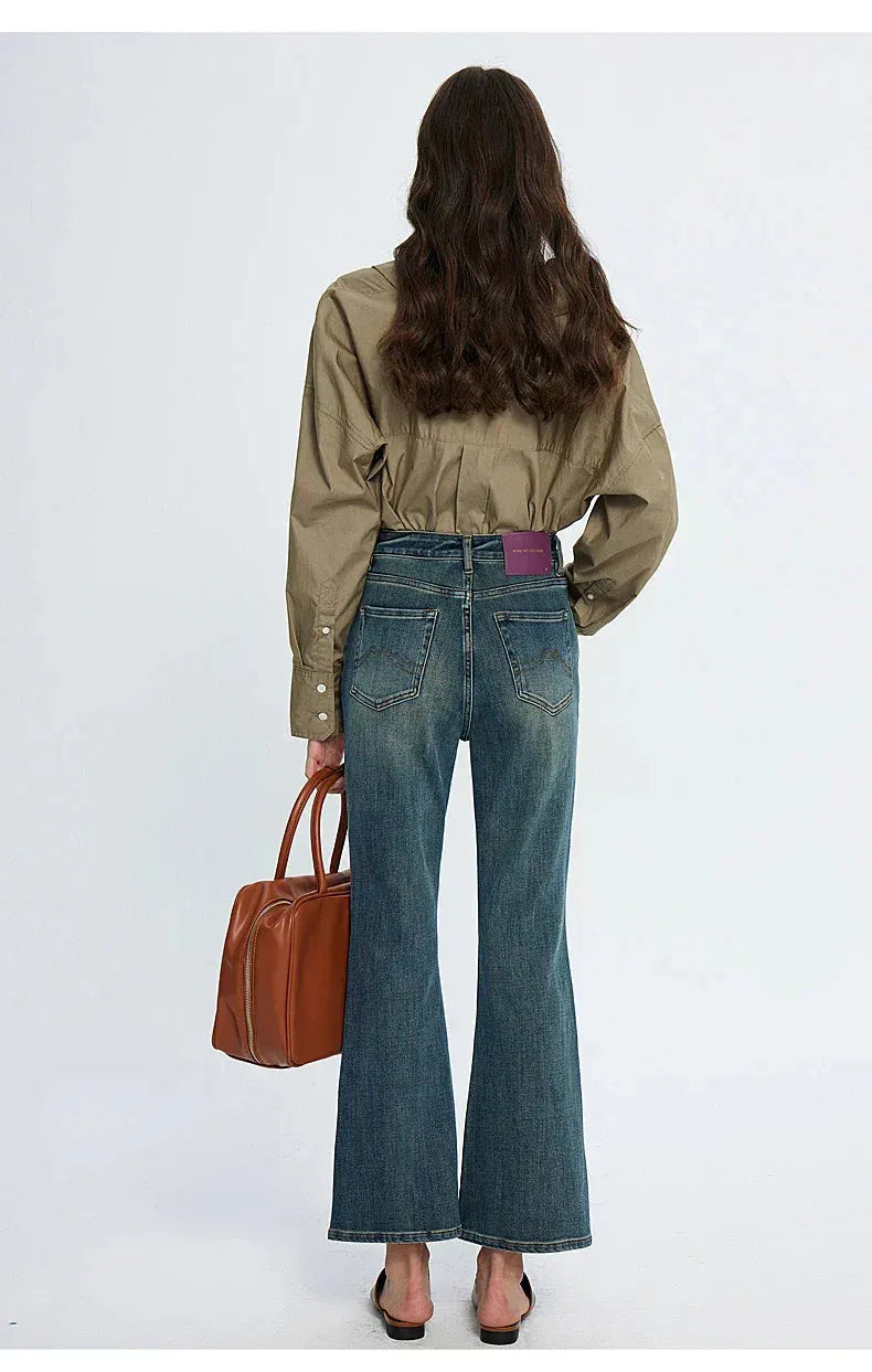 High Waisted Flare Skinny Strench Vintage Streetwear Denim Korean Fashion New Jean