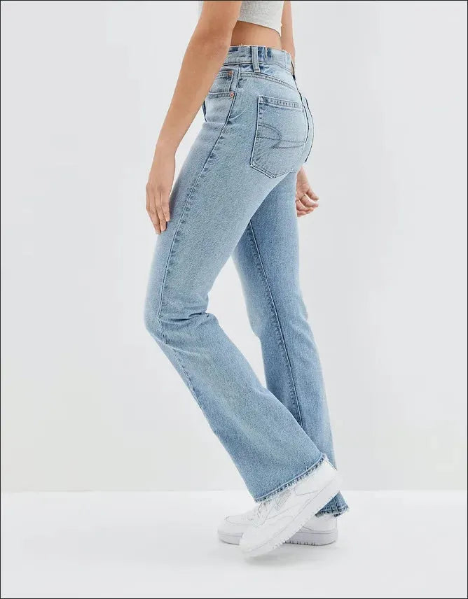New Slit Slim Flare Women's High Waist Fashion Flared Pants Streetwear Jean