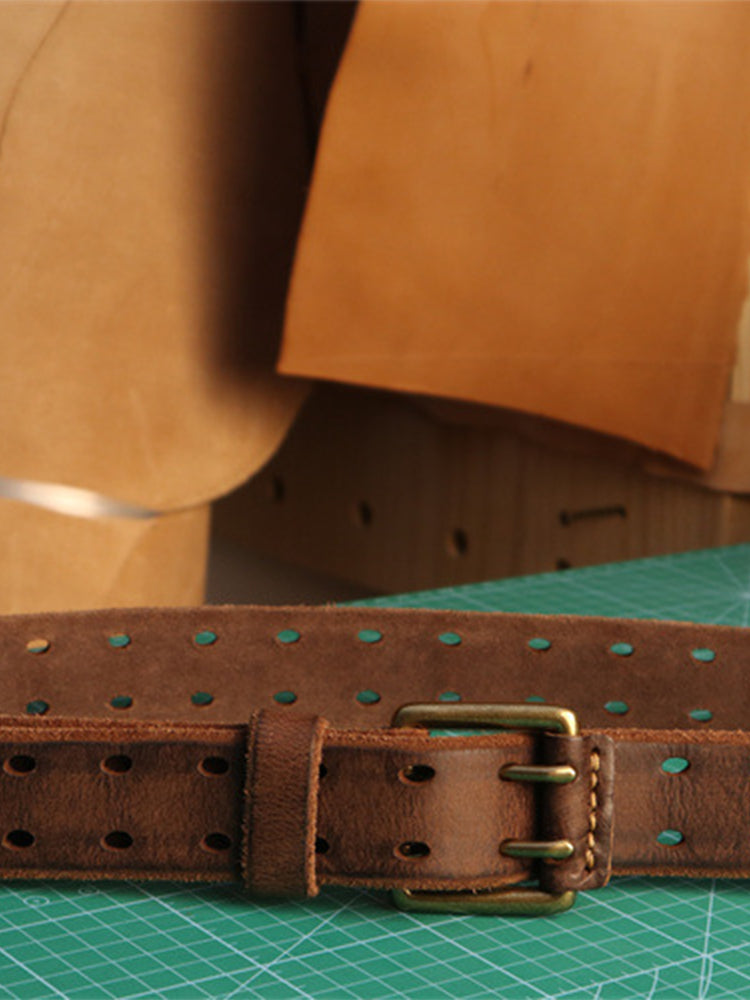Double Needle Cowhide Vintage Belt