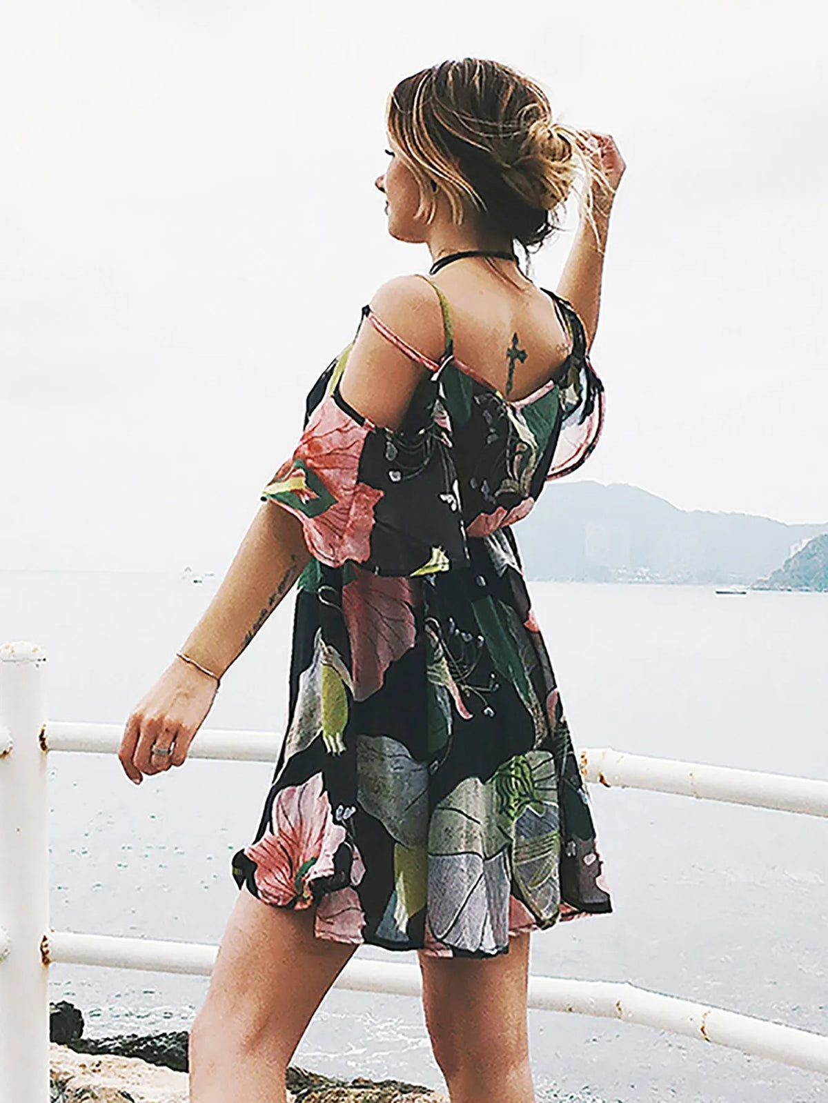 KittenAlarm - Off shoulder Floral Printed dress