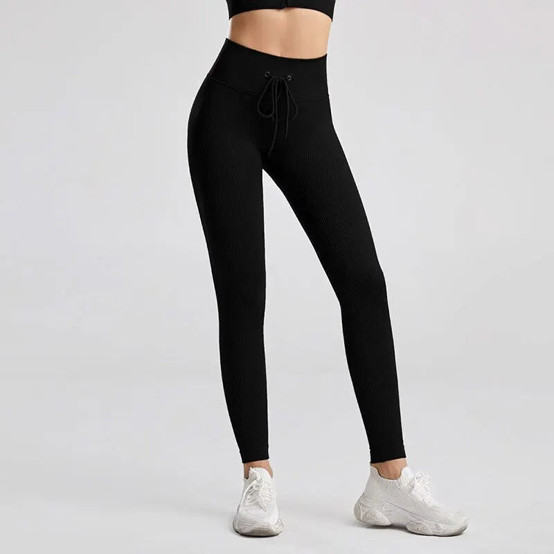 KittenAlarm - Mojoyce Ribbed Yoga Pants Sport Leggings Women Fitness Gym Clothing High Waist Push Up Seamless Workout Pa