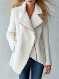Women's Asymmetric Zip Teddy Coat