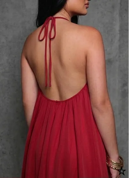 Halter Flowy Tiered Mini Dress