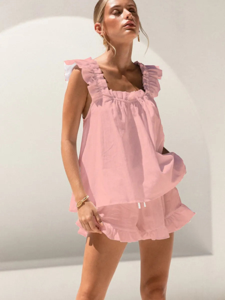 Women's Short Tank Top Shorts Pajama Set