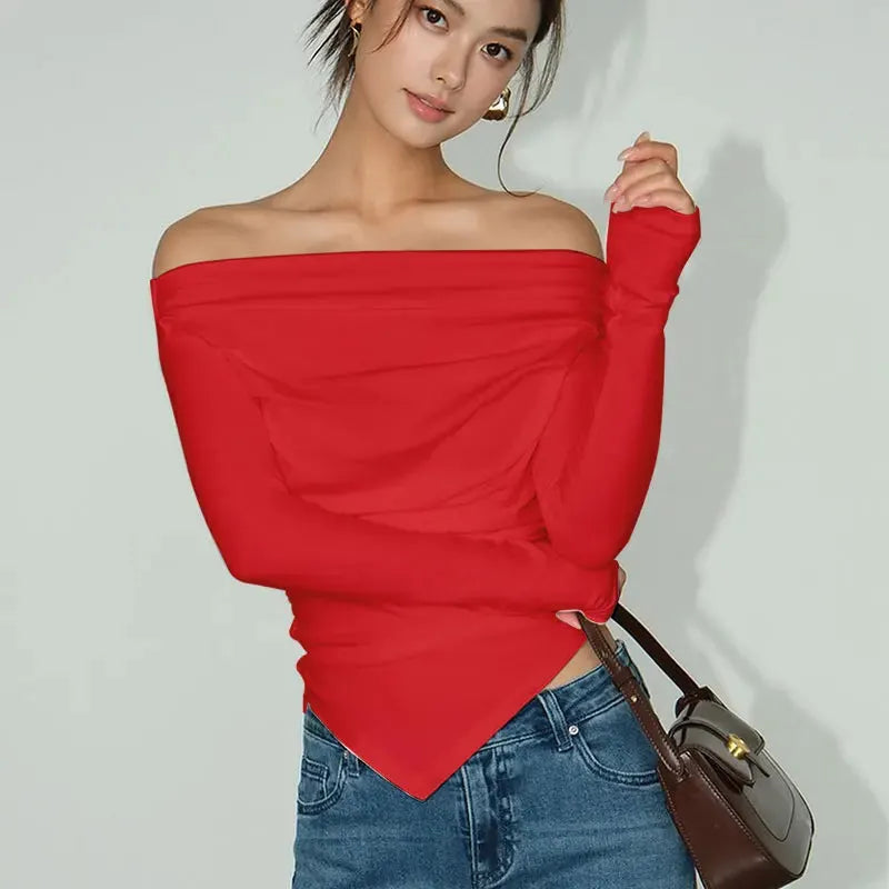 Sexy Off Shoulder Slim T-shirt Sweater