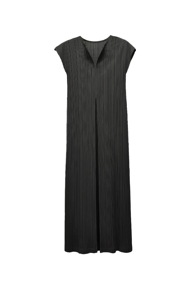 Designer Inspired Pleated Cap-Sleeve Midi Dress