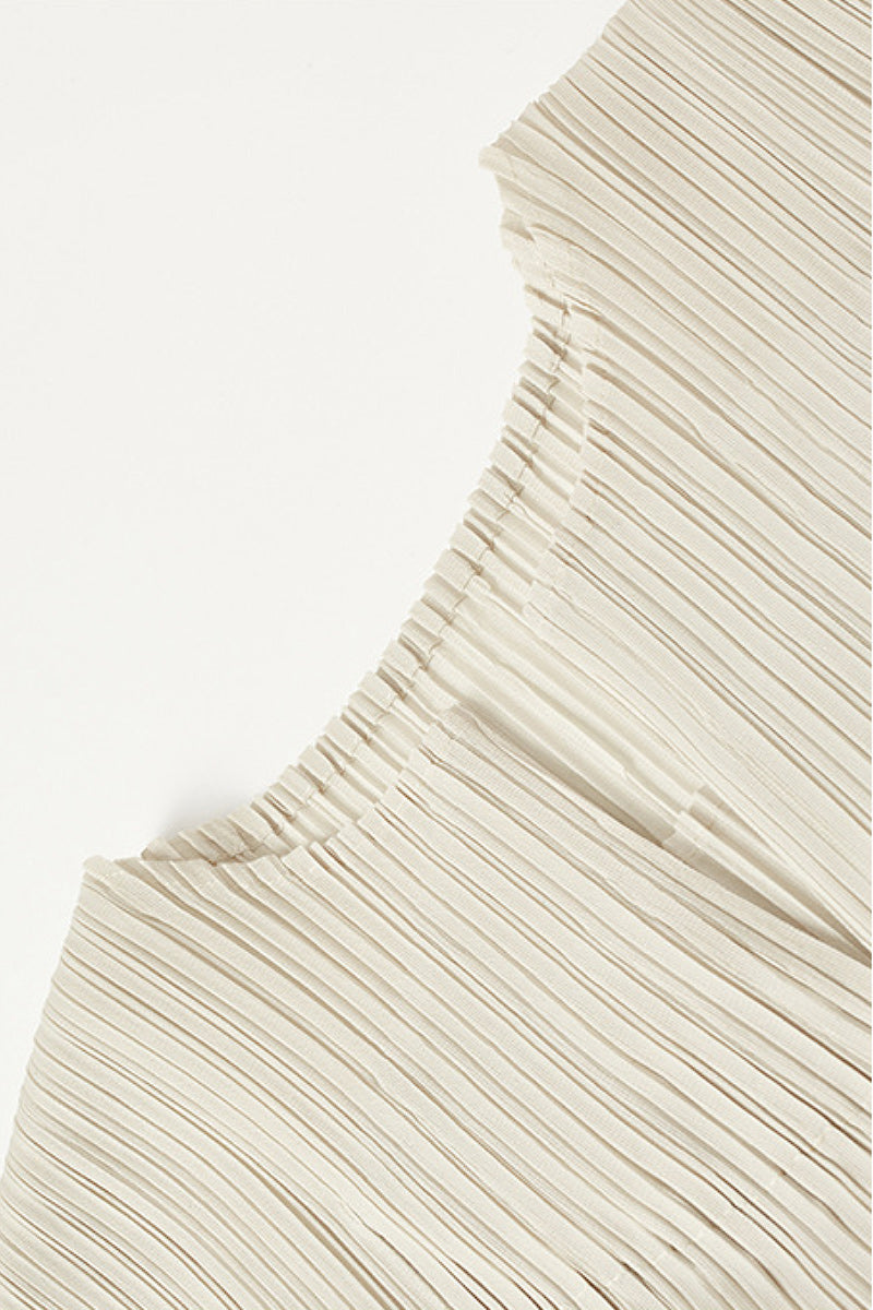 Designer Inspired Pleated Cap-Sleeve Midi Dress