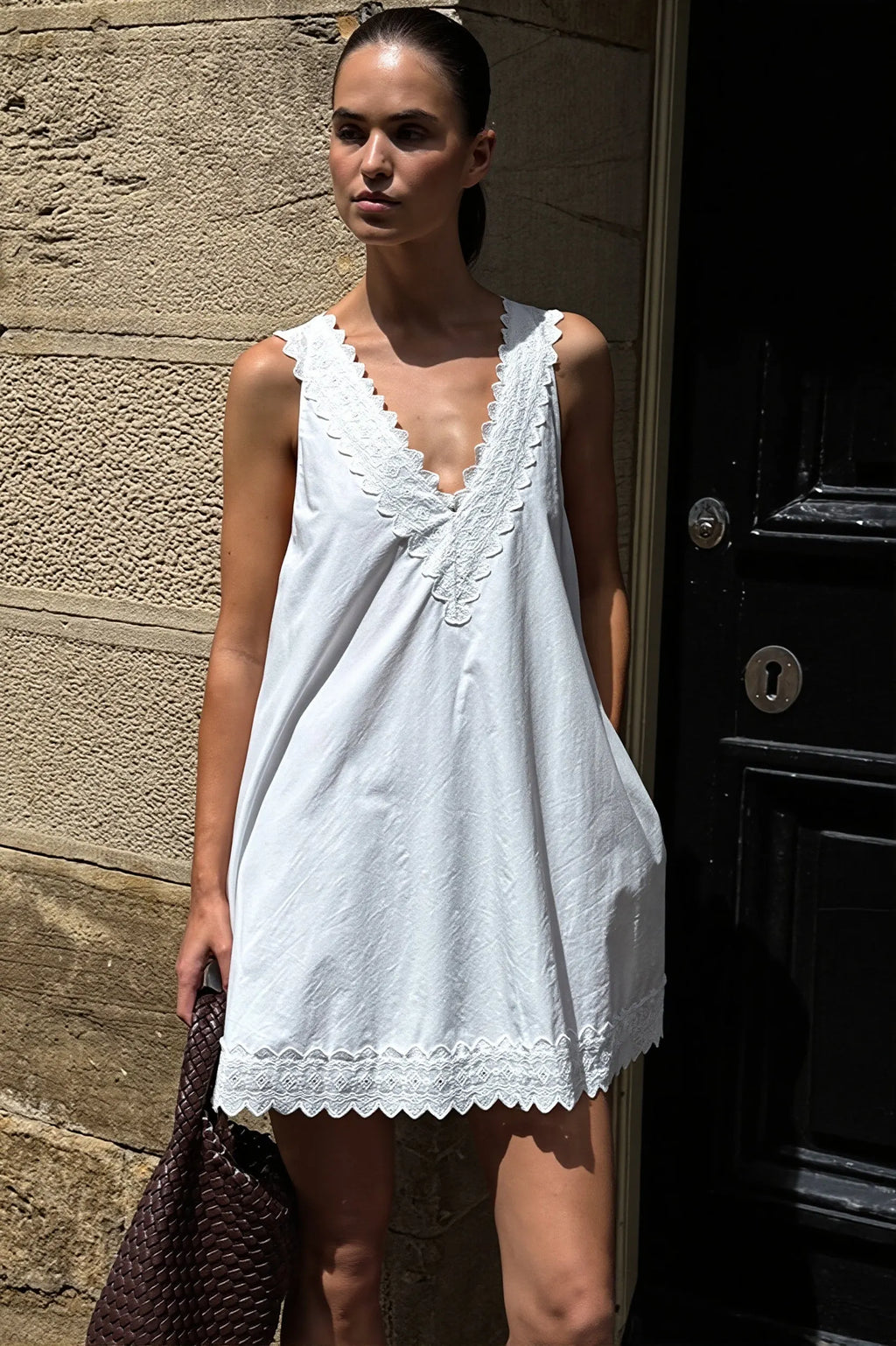 Chic Pure Cotton Spaghetti Strap Mini Dress