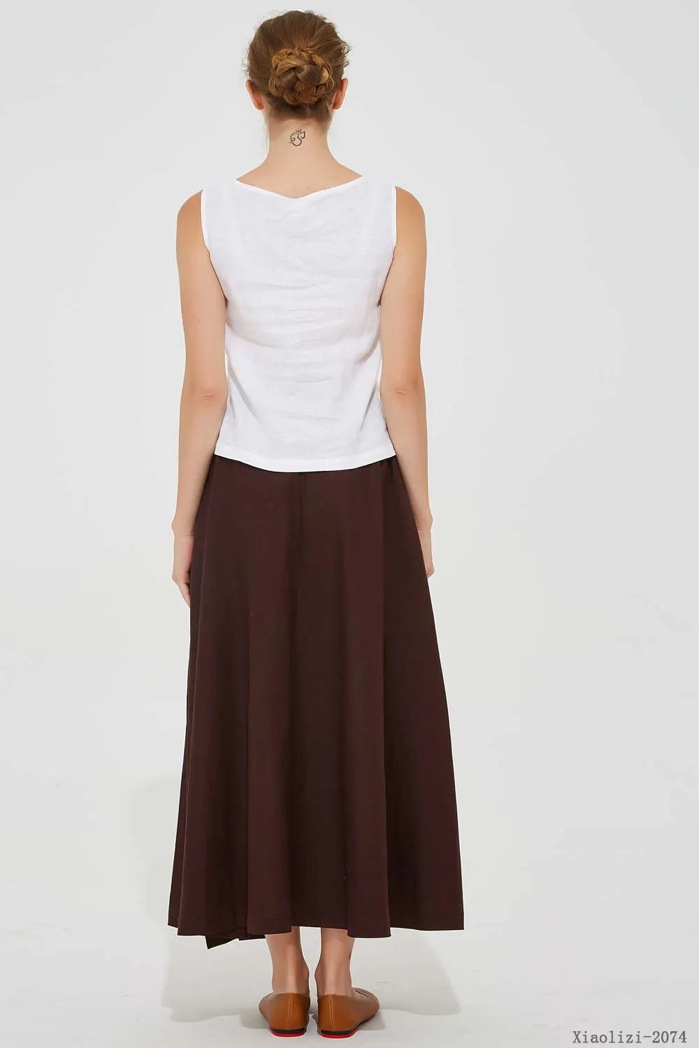 White Linen Sleeveless Tank Top - Soft Round Neck Summer Blouse 2074