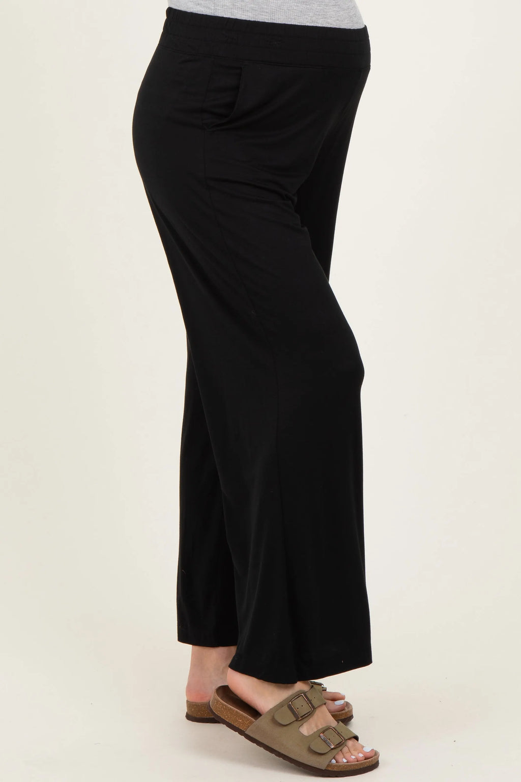 Black Ankle Wide Leg Maternity Pants