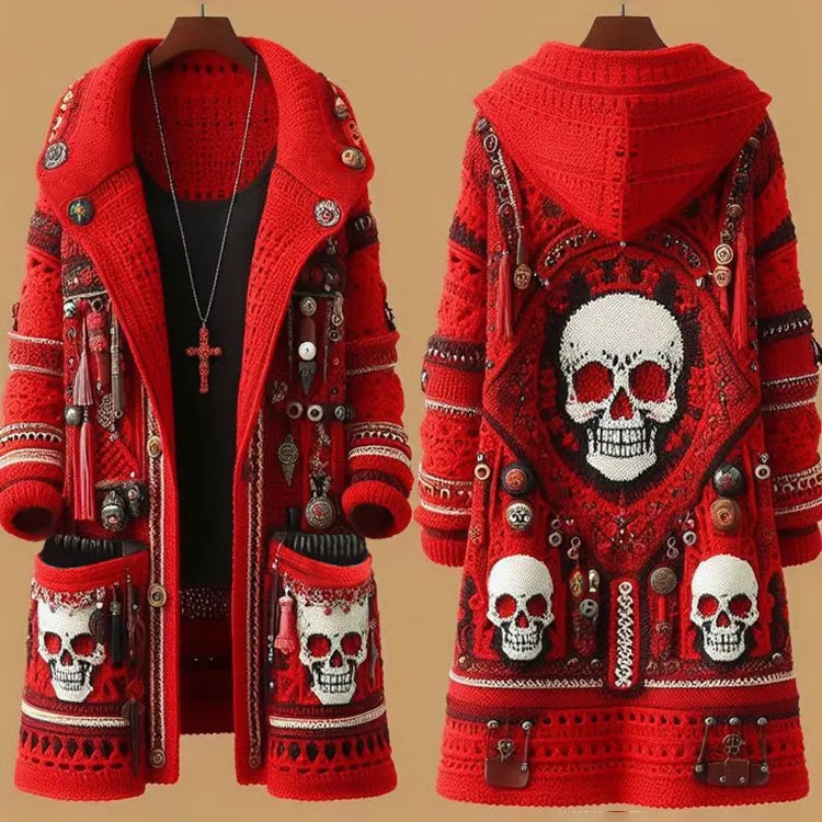 Women's  Mariachi Day Of The Dead Skull Pattern Cardigan Sweater
