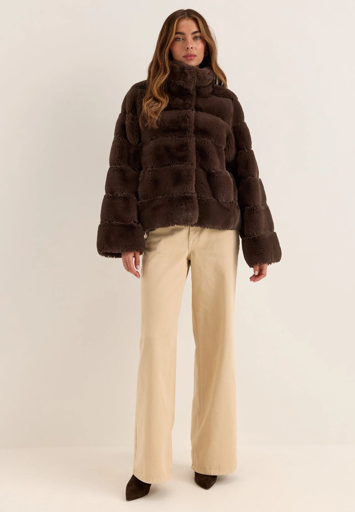 Faux fur High Collar Coat