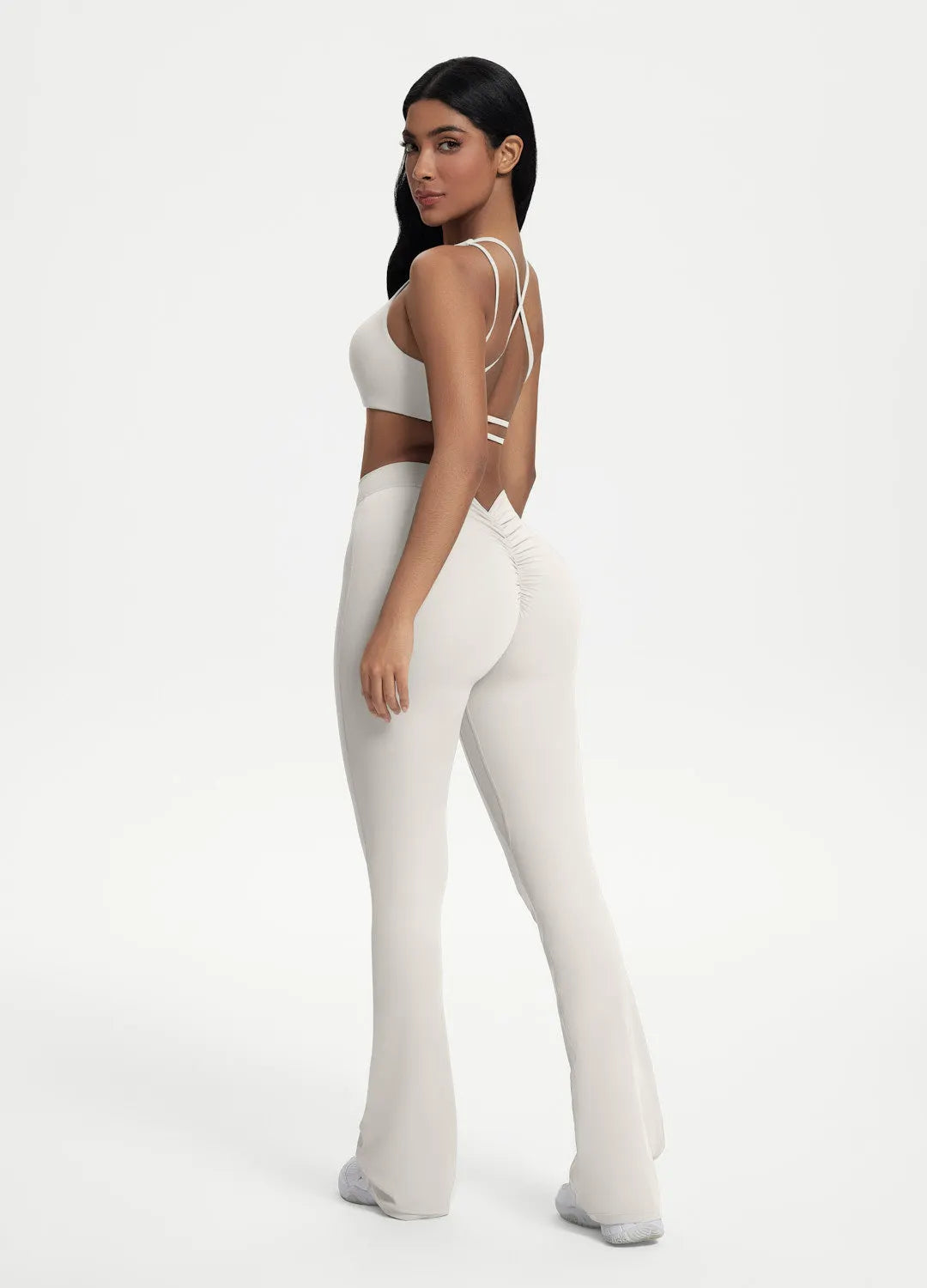 Scrunch-Back Flared Leggings — Sculpted Back, Flattering Flare