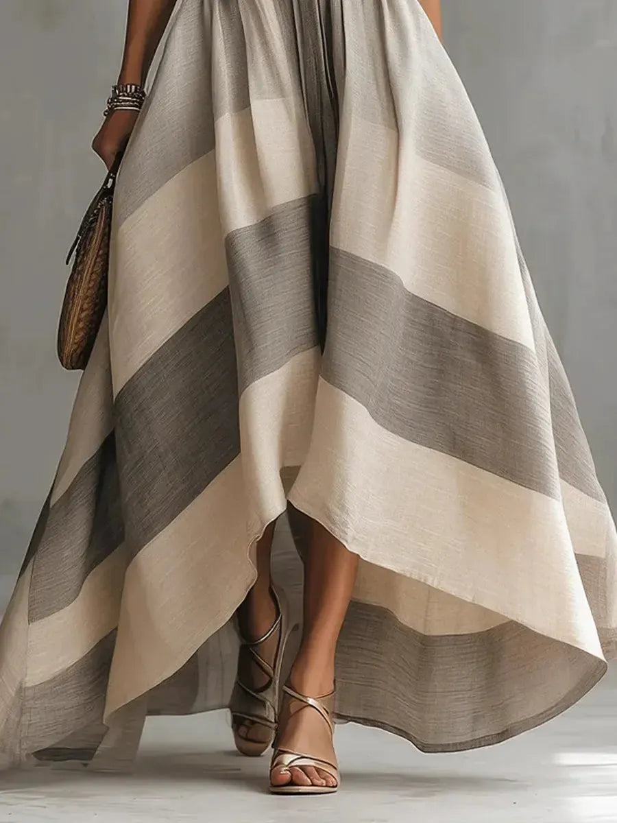 Retro Maxi Dress in linen, Premium Look