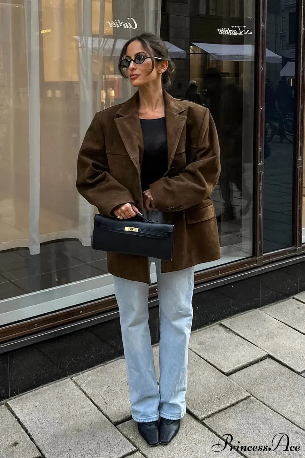 Suede Lapel Casual Blazer Coat