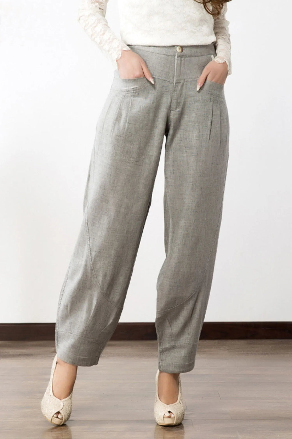 Loose fitting lantern linen pants 6231