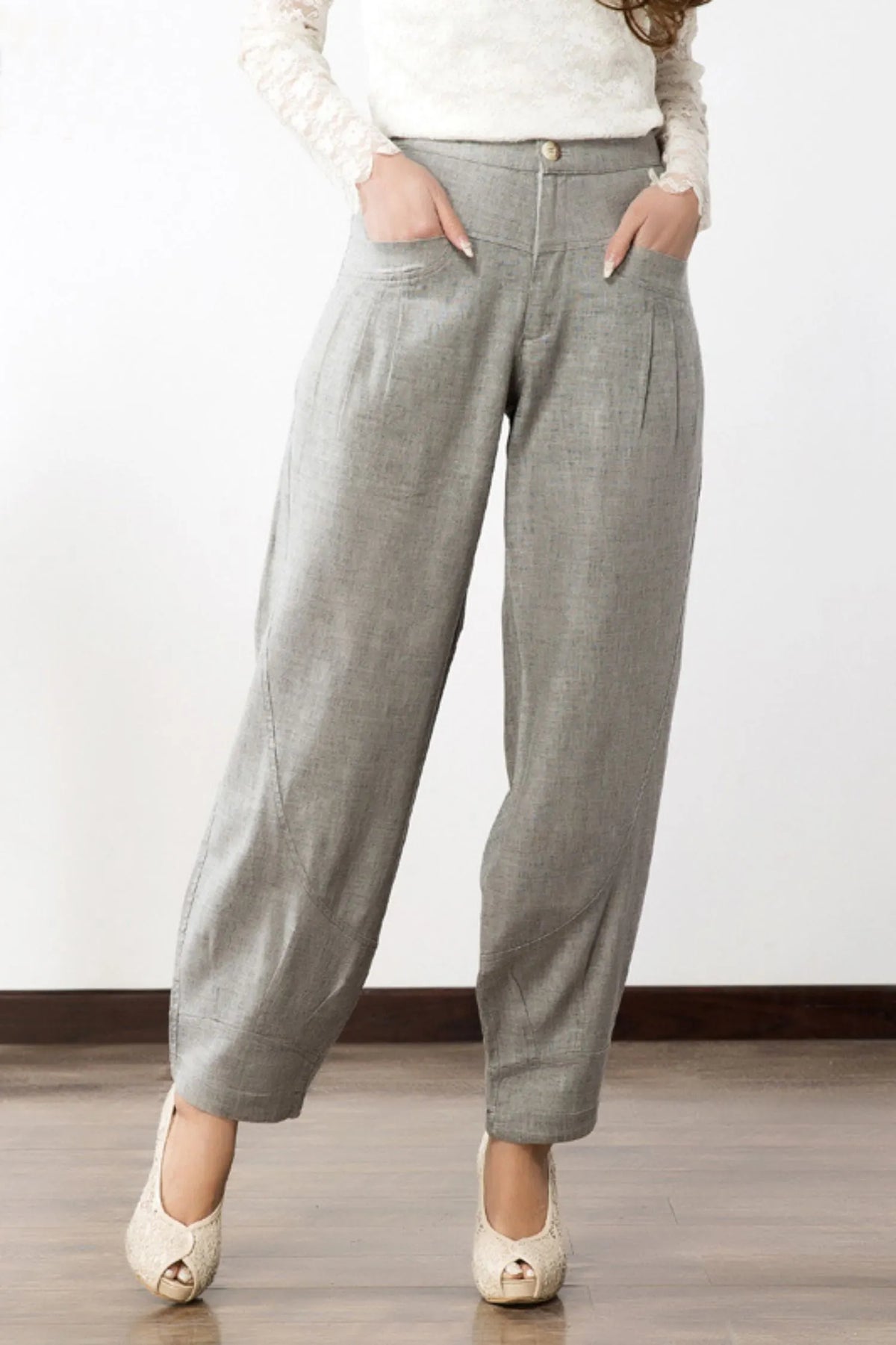 Loose fitting lantern linen pants 6231