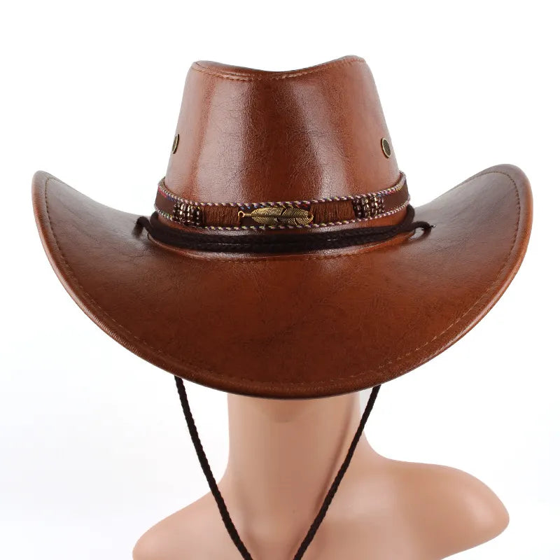 Women's Vintage Classic Western Cowboy Hat With Feather   - Perfect For Festivals And Outdoor Adventures