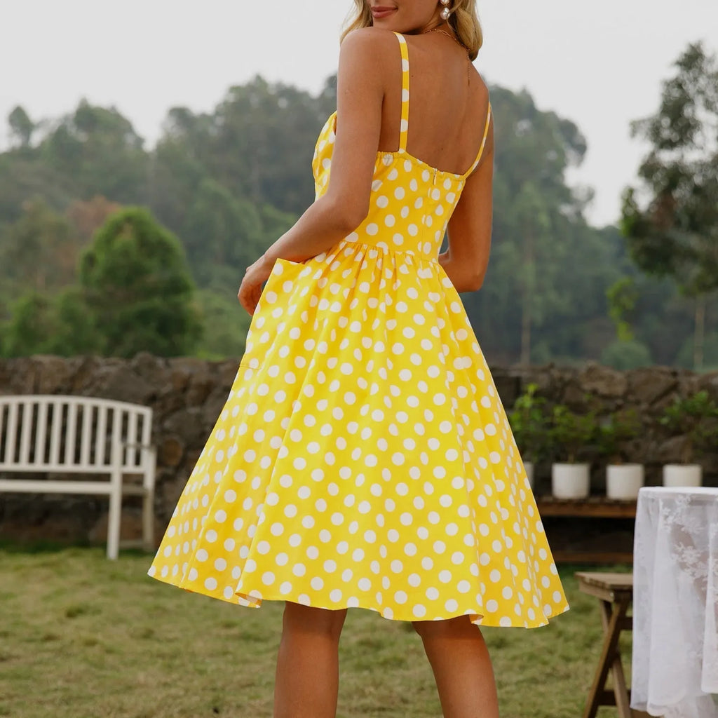 KittenAlarm - Womens 1950s Retro Rockabilly Princess Cosplay Dress with pockets polka dot apron 50's 60's Party Costume 
