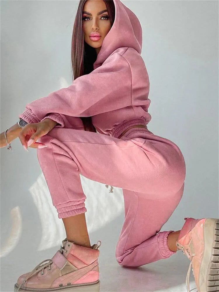 KittenAlarm - Mojoyce New Oversized Hoodie And Pants Set For Women Hooded Sporty Leggings Matching Tracksuit Two Piece S