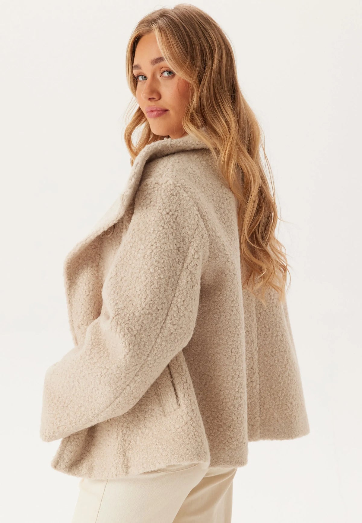 High Neck Short Bouclé Coat