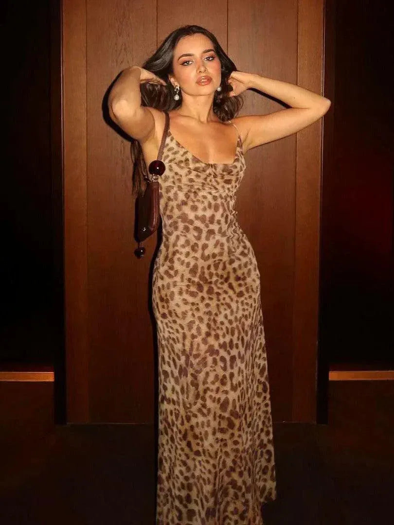 Animal Cowl Maxi Dress