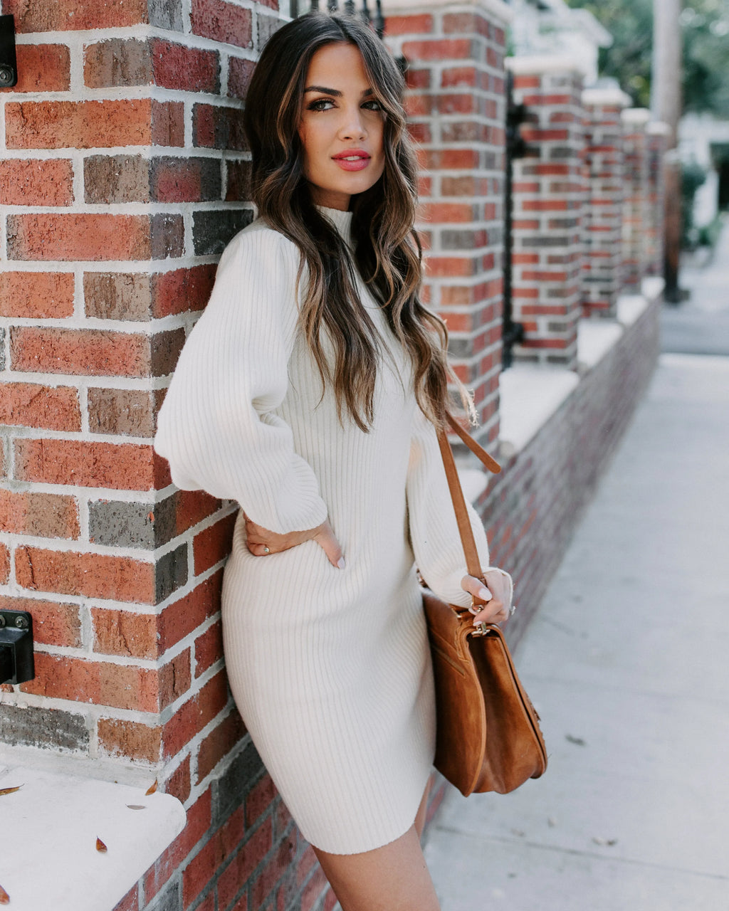 December To Remember Mock Neck Sweater Dress - Ivory