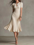 Elegant Midi Dress in soft knit, Affordable Luxury