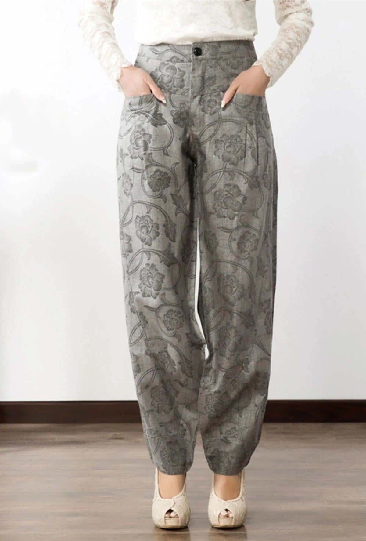 Loose fitting lantern linen pants 6231