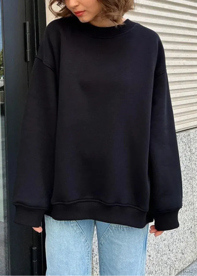 Minimalist Solid Crew Neck Oversize Sweatshirt