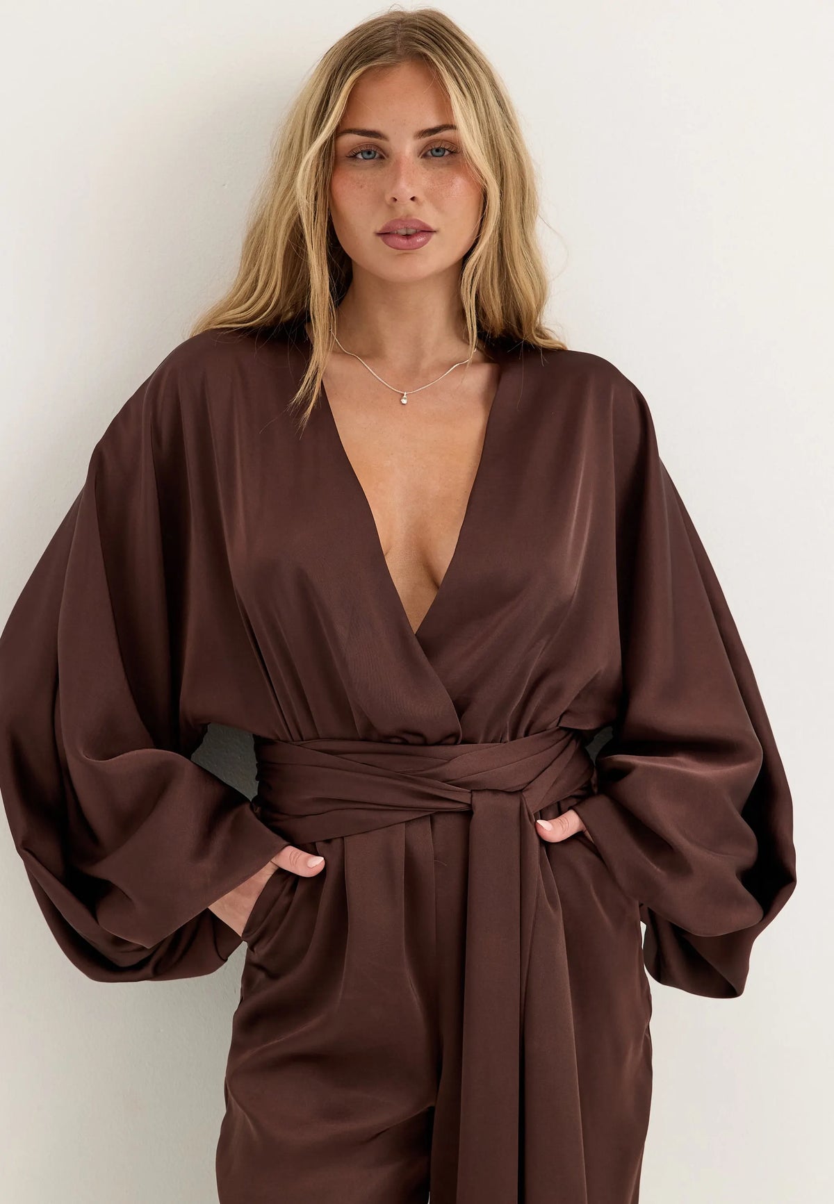 Satin Bubble Hem Jumpsuit