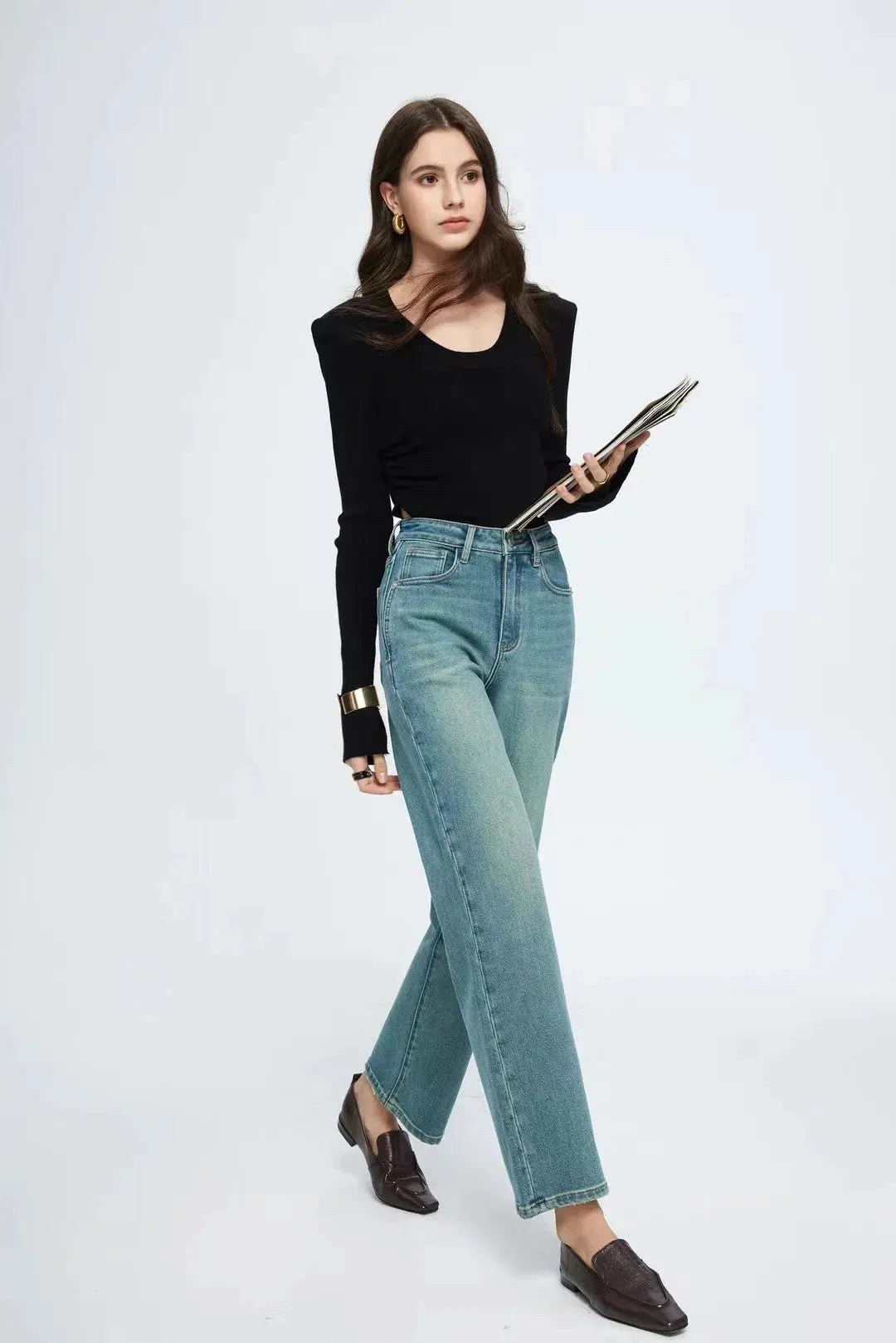 Straight Leg Denim Pant New Korean Straight Woman Female Spring Jean